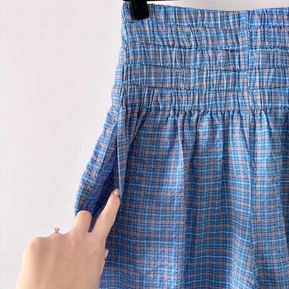 caron callahan - nora pant cropped relaxed fit wide leg elastic plaid printed - Picture 5 of 8